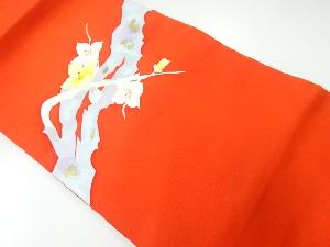 リサイクル　塩瀬手描き枝花模様名古屋帯（着用可）